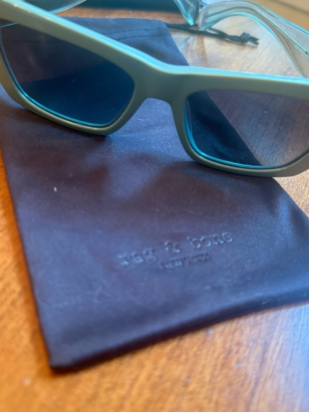 Designer rag & bone Matte Teal Rectangular Sunglasses